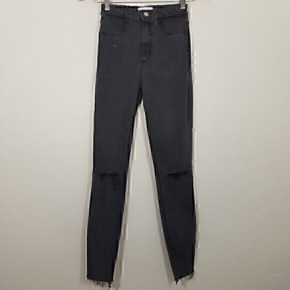 Zara High Rise Skinny Raw Hem Stretch Jeans Size 2